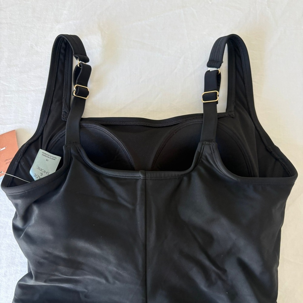 Shade & Shore Womens Shirred Tummy Control One Piece Swimsuit Black 16 NWT - Picture 15 of 16